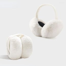 Berets Thicken Fur Earmuffs Winter Outdoor Earflap Windproof Foldable Ear Warmer Cold Protection Fluffy Women Ear-Muffs Cover