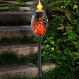 Outdoor Flame Torch Light Easy Installation Solar Landscape Lawn Lamp Auto On Off Flickering For Garden Patios