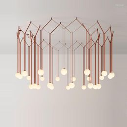 Chandeliers Love Net LED Postmodern Textile Belt White Glass Bubble Ceiling Chandelier Lumunaire Indoor Lighting Lamp For Living Room