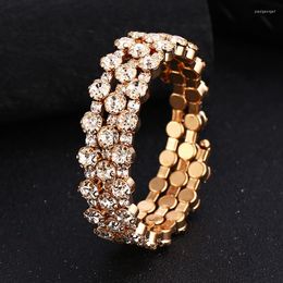 Strand Woman Bracelet Crystal Rhinestone Stretch Bangle Wristband Elastic Wedding Bridal Jewellery 2023 Wholesale