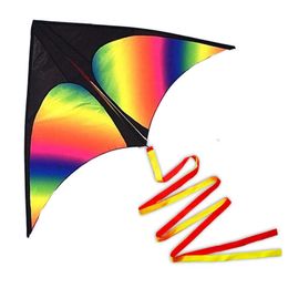 Strong Rainbow kite Long Colourful Tail!Huge Beginner Delta Kites for Kids Adults 57-Inch Come With String And Handle 0110