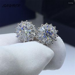 Stud Earrings Classic 0.5 Ct Pass Diamond D Color Moissanite Snowflake 925 Sterling Silver Brilliant Cut Stone