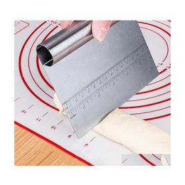 Baking Pastry Tools 2021 Stainless Steel Cake Scraper Knife Cooking Dough Fudge Spata Edge Diy Decoration Tool Drop Delivery Home Dhzc1