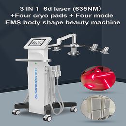 6D lipo laser slimming lipolaser machine 3 IN 1 fat freezing technology EMS body shaping beauty equipment with four cyro pads and four mode