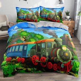 Bedding Sets 3D Digital Cartoon Train Linens Bed Bedrooms Coloful Comforter Full Double King Size 140x210cm Child Quilt Covers