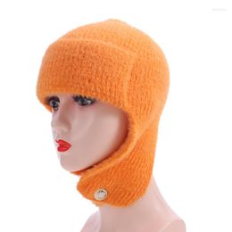 Cycling Caps Winter Wool Knitted Hat Outdoor Windproof For Female Knit Warm Thick Scarf Collar Girl