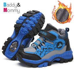 Sneakers Autumn Winter Fluff Kids Shoes Waterproof Children Hiking Shoes Non-Slip Hook Warm Boys Girls Casual Sneakers Outdoor Walking 230110