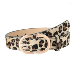 Belts Fashion Alloy Women Gold Semicircle Buckle Leopard Print Thin Waistband For Jeans Simple Commuting Dress Decoration