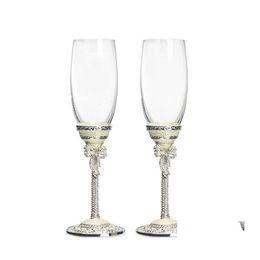 Hip Flasks Gfhgsd Wedding Wine Glasses For Love Crystal Champagne Flutes Creative Toasting White Pearl Enamel Drop Delivery Home Gar Dhr7A