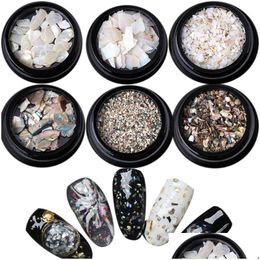 Stickers Decals 7 Pcs/Set Natural Light Nail Seashell Slices Particle Crushed Shell Manicure Set Art Glitter Decoration Tools Drop Dhwim