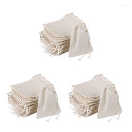 Gift Wrap 300 Pieces Drawstring Cotton Bags Muslin Tea Brew (4 X 3 Inches)