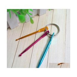 Craft Tools Diy 3.0/4.0/5.0Mm Key Chain With Crochet Hooks Handmade Aluminum Crochets Hook Metal Keychain Mticolour Crafts Knitting Dhhw4