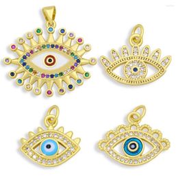 Pendant Necklaces OCESRIO Mini CZ Enamel Turkish Greek Eye Pendants Jewellery Making Gold Plated Brass Handicraft Accessories Pdta513