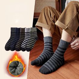 Men's Socks Winter Thick Men Super Thicker Solid Sock Striped Merino Wool Against Cold Snow Russia Warm