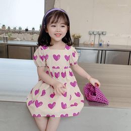 Girl Dresses Girls Clothes Summer Season Dress Sweet Love Printing 2-7years Babe Stitching Bohemian Fashion Quality Children Clothing