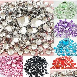 Nail Art Decorations Wholesaleclear Mixed Size/Shape Flat Back Rhinestone 1100Pcs 3D Acrylic Flatback Rhinestones Diy Phone Case Des Dhk9X