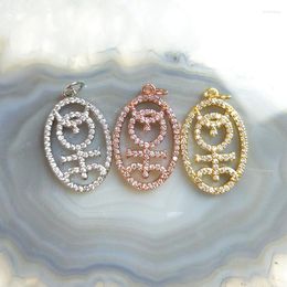 Pendant Necklaces 5pcs Classic Rose Gold Plated Symbol Oval Silver Color CZ Pave DIY For Men Women Jewelry Necklace Bracelet Wholesales Y