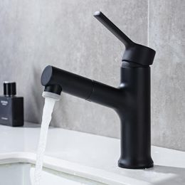 Bathroom Sink Faucets Black Pull Out Basin Faucet Sprayer Nozzle Single Handle Water Tap Cold Mixer Taps