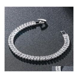 Charm Bracelets Fashion Crystal Tennis Bracelet Zircon Beads Men Bangle Chains Strand For Women Drop Delivery Jewellery Ot5Fh