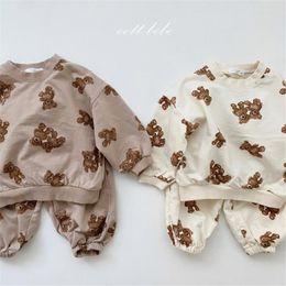 Clothing Sets 2023 Autumn Baby Bear Clothes Set Boys Long Sleeve Sweatshirt Girls Casual Harem Pants Cotton Children