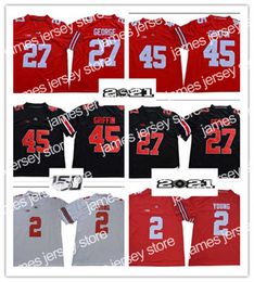 American College Football Wear NCAA 2021 Patch Ohio State Justin Fields Nick Bosa College Football Jersey Eddie George 45 Archie Gryphon 2 Chase Young 7 Dwayne Haskin