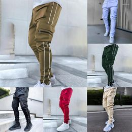 Men's Pants Men Street Cargo Harajuku Joggers Harem Multi-pocket Elastic Trousers Reflective Strips