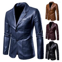 Men's Jackets Men Blazer Winter Vintage Leather Jacket Coat Spring Outfit Faux Single Breasted Pocket Motorcycle Streetwear