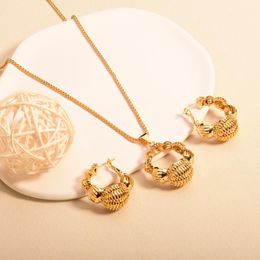 Dangle Earrings & Chandelier Selead Fashion Ladies Jewellery Hoop Round And Pendants Set Africa Dubai Gold Brass Necklace Party WeddingDangle