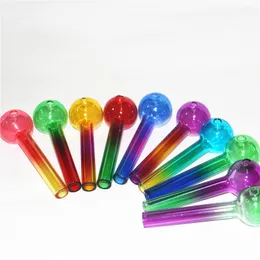 Color Glass Oil Burners Smoking Pipes with Circle Filter Chamber Straight Hand Pipe Bubbler Ball Bowls