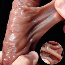 Sex toys Massager Sliding Foreskin Dildo Suction Cup Strap on Dildos for Women and Man Realistic Silicone Penis Female Masturbator Toys