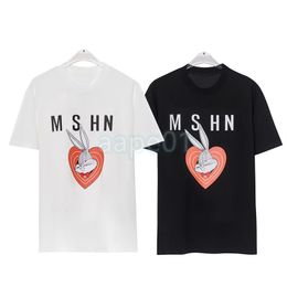 Designer Fashion Brand Mens T Shirt Love Rabbit Head Letter Print Round Neck Short Sleeve Luxury Loose T-shirt Top Black White Asian Size S-2XL