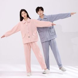 Men's Tracksuits Snowgrain Cashmere Pajamas For Men And Women In Winter Two Sets Of Home Clothes Can Be Worn Outside