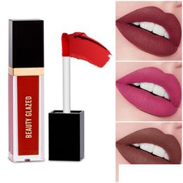 Lipstick Beauty Glazed Waterproof Longlasting Drys Fast Good Erage For All Skin 24 Colour Optional Makeup Matte Liquid Drop Delivery Dhvnt