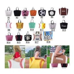 Storage Bags 18Style Baseball Tote Canvas Handbags Softball Football Shoder Bag Basketball Print Cotton Sports Soccer Handbag Drop D Dhaue