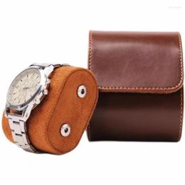 Jewellery Pouches High Quality Leather Single Travel One Watch Bracelet Gift Box Case Packaging Roll