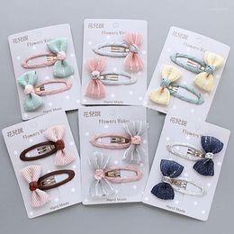 Hair Accessories Parent-Child Fashion Women's Clips Pure Color Net Yarn Bowknot Fabric Hairpins Headwear For Girls Barrette Kids