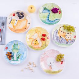 Plates 1pc Cartoon Animals Plate 8 Inch Bone China Ceramic Dinner Porcelain Tableware Dinnerware Salad Sushi Cake Dishes