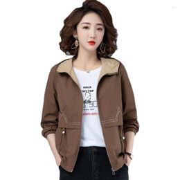 Women's Jackets Short Windbreaker Women's Spring Autumn Coat Loose Ladies Jacket Hooded Stitching Female Overwear Tops