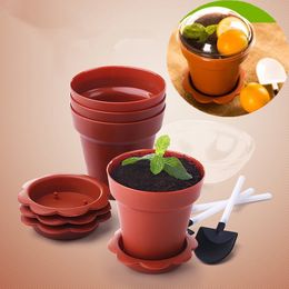 Gift Wrap Flowerpot Cake Cups With Lid Shovel Scoop Bottom Tray Plastic Lids Yoghourt Cup Dessert Container Ice Cream Mousse 230110