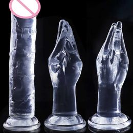 Beauty Items Giant Transparent Fist Hand Anal plug Huge Dildo Extreme Big Realistic Expander Suction Cup sexy Product For Women Men