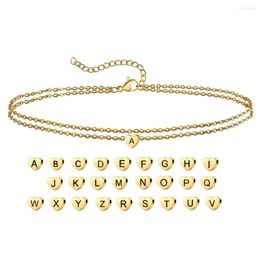 Anklets Initial Letter Heart Anklet for Women Gold Color Stainless Steel Foot Leg Chain Ankle Bracelet Woman Simple Beach Jewelry 2023