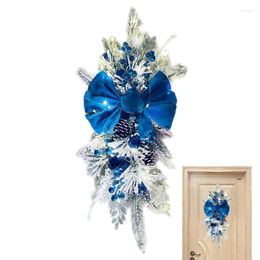 Decorative Flowers Teardrop Swag For Front Door Cordless Pre Lit Holiday With Fairy Lights Christmas Wreaths Natural Pine Cones