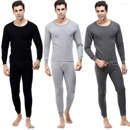Men's Thermal Underwear Winter Set Seamless Home Sleepwear Suit Pure Color Cashmere 2023 H1