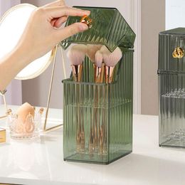 Storage Boxes Makeup Brush Organiser Multifunctional Countertop Cosmetic Box Portable Desktop Compartment Dustproof For Dressing Table