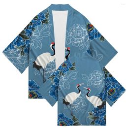 Men's Casual Shirts China Harajuku Illustration Print Kimono Cardigan Japanese Shirt Summer Men And Women Beach Sunscreen Clothing Samurai