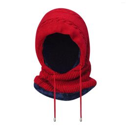 Cycling Caps Winter Men's And Women's Knitted Cap Pullover Wool Velvet Warm Northeast Windproof Collar Ear Youth Ski Bibs