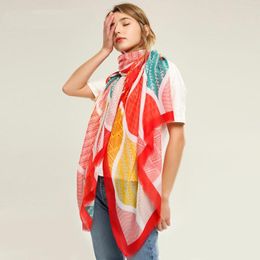 Scarves 2023 Trendy Zigzag Print Fringe Shawls Long Women Soft Floral Pattern Beach Wrap Scarf Hijab 6 Colour