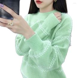 Women's Sweaters 2023 Autumn Winter Sweater Women Literary Fan Pullover Female Round Neck Knit Top Loose Lantern Sleeve Knitted Jumper