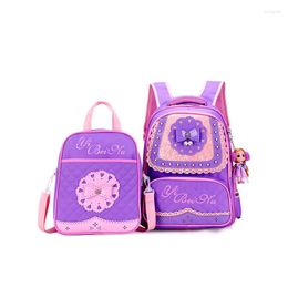 School Bags Girls Backpack Children Orthopedic Cartoon Bag Princess Style Bow High Quality Nylon Kids 2023