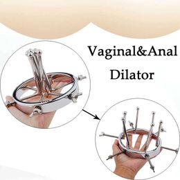 Beauty Items Metal Alloy Anal Vaginal Dilator Butt Plug Spreader Speculum Mirror Anus Opener Adjustable BDSM Restraint sexy Toys for Women